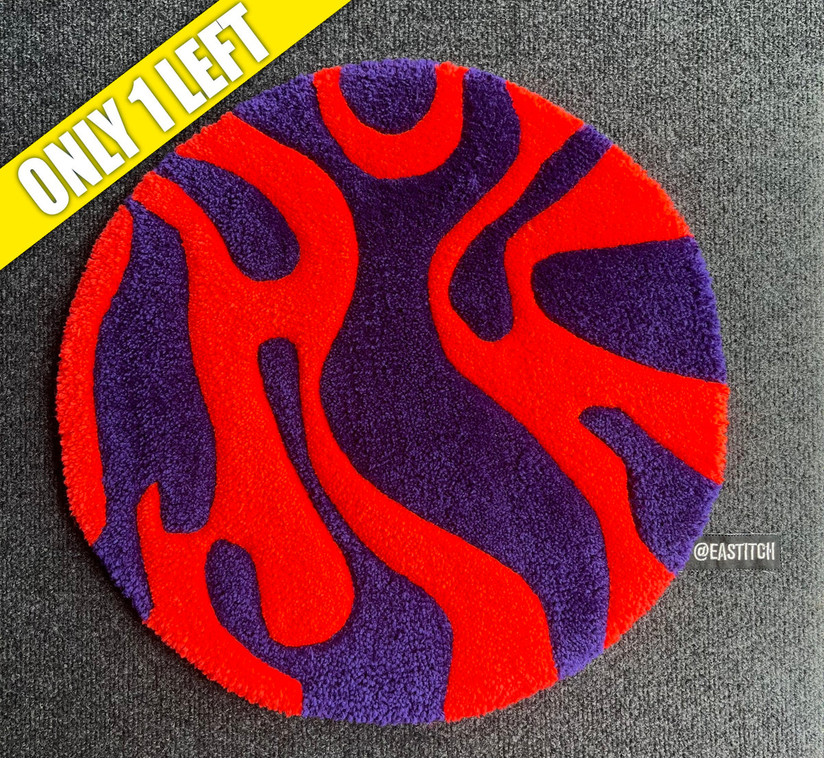 Purple & Neon Orange Wavy Accent Rug (48cm Round)